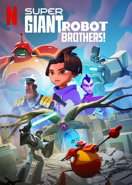Promotional image for the Netflix cartoon "Super Giant Robot Brothers!"